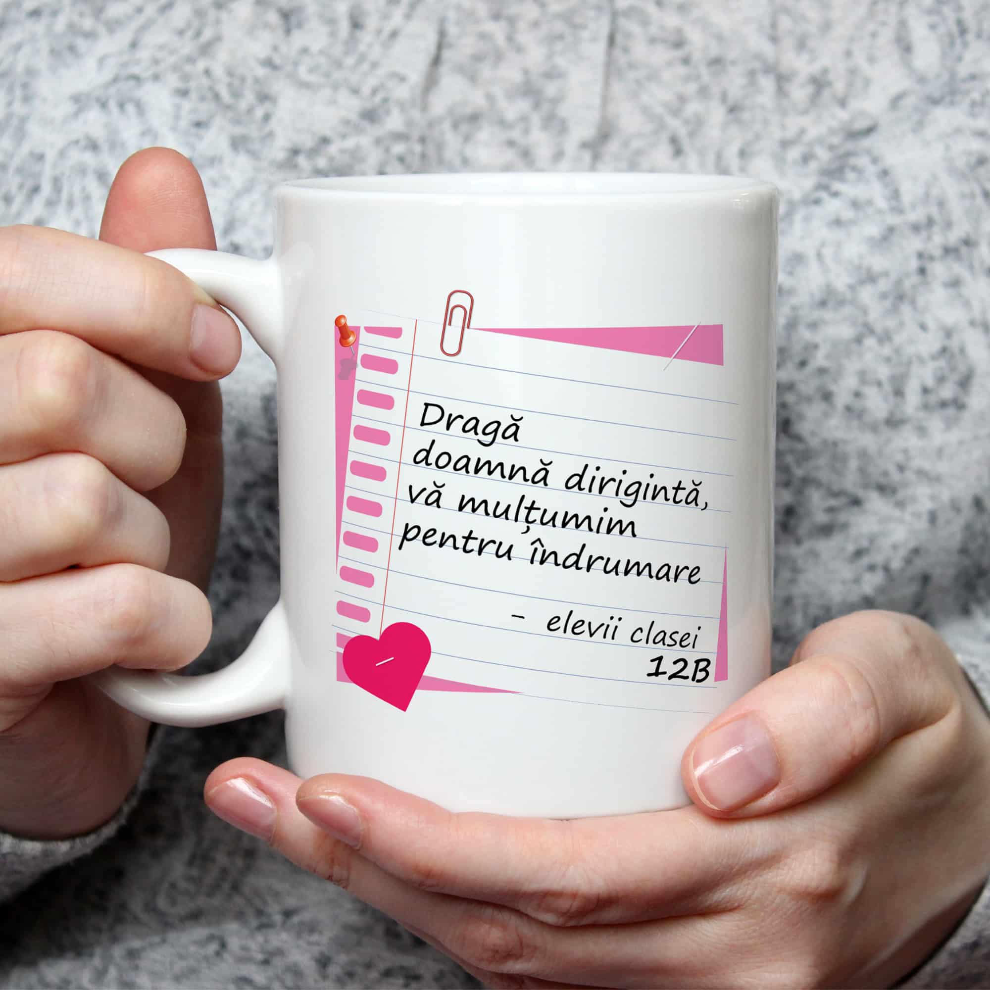 Cadou pentru dirigintă, cană personalizată si mesaj emotionant