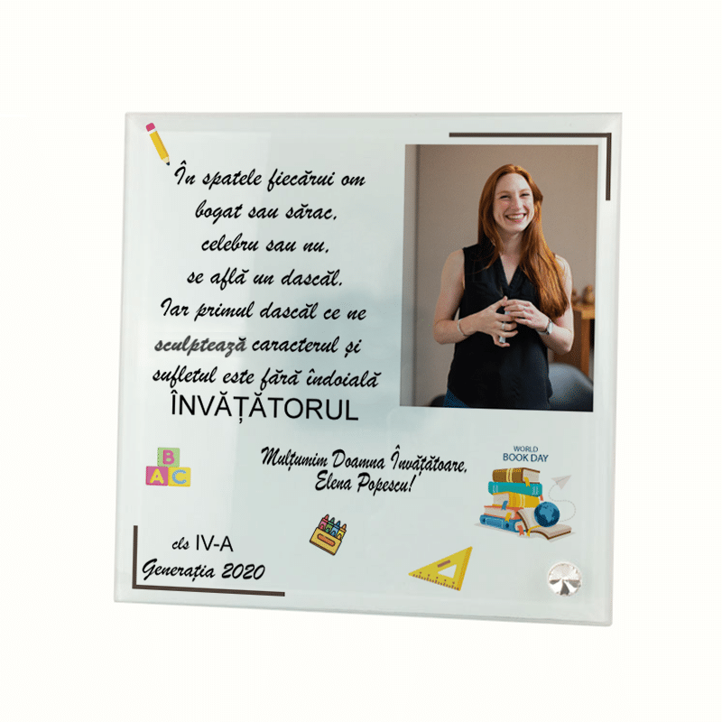 Ramă foto personalizată cu poză și text pentru învățătoare