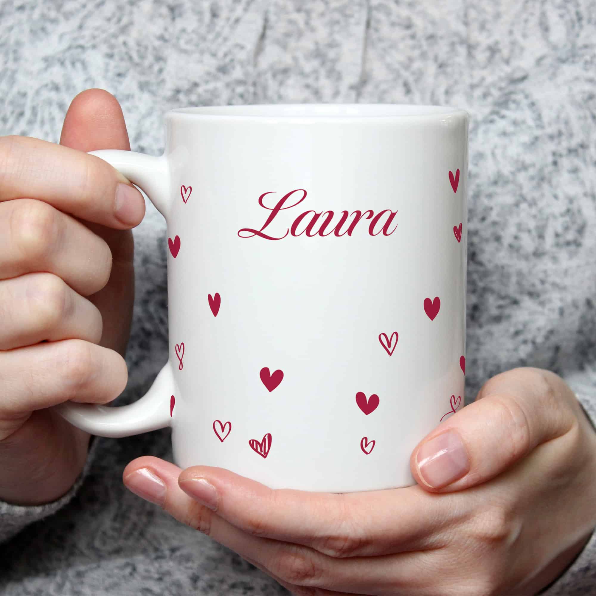 Cana pentru copii, cadou pentru fetite - personalizata cu nume, inimi