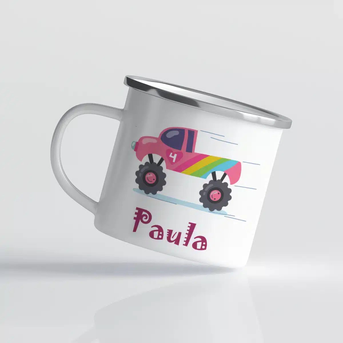 Cana pentru fete - personalizata cu nume copil si monster truck
