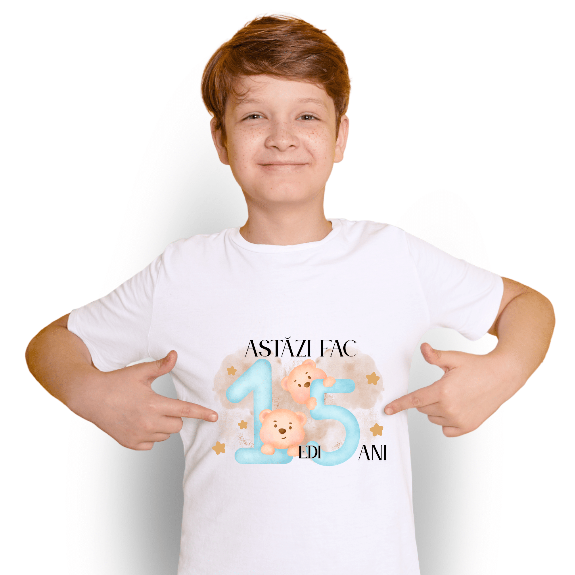 Cadou băiat 15 ani, pentru aniversare zi de nastere - tricou personalizat cu nume, alb