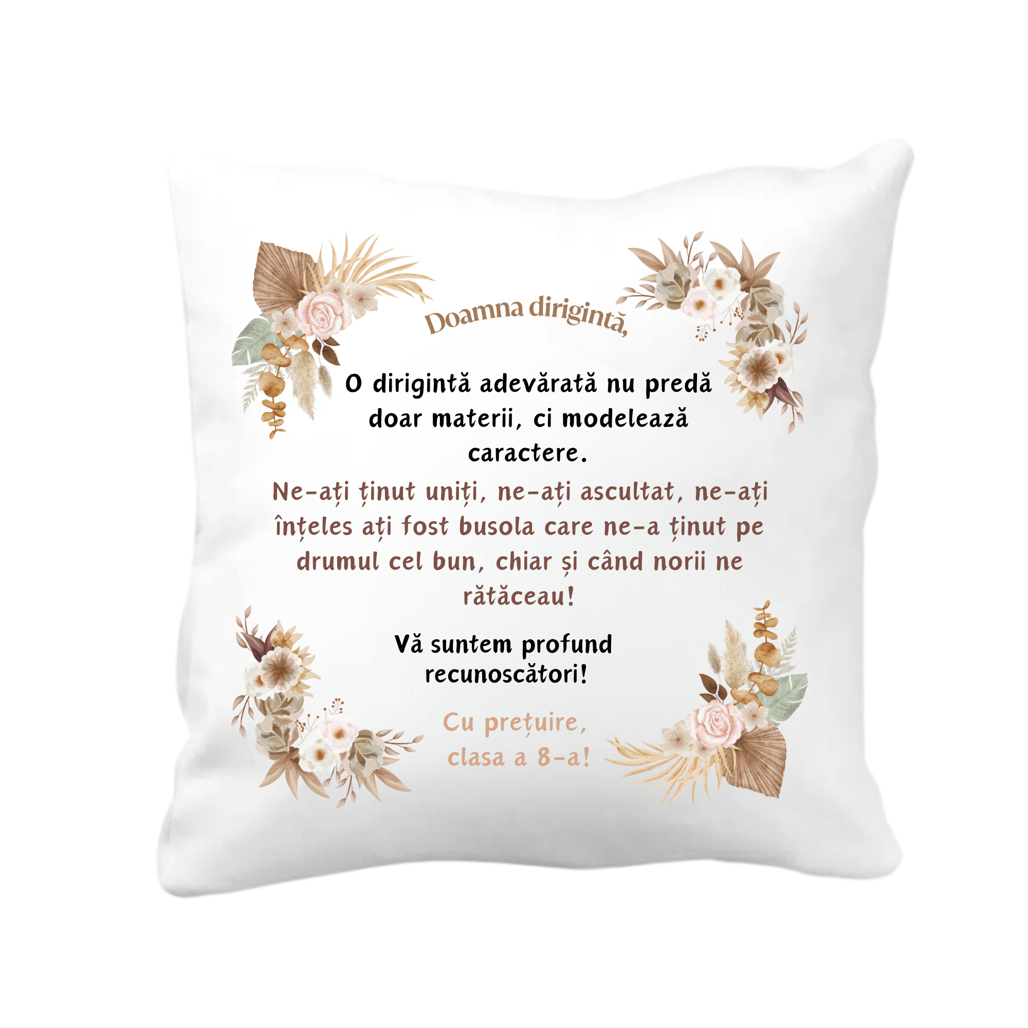 Cadou pentru diriginta - perna personalizata