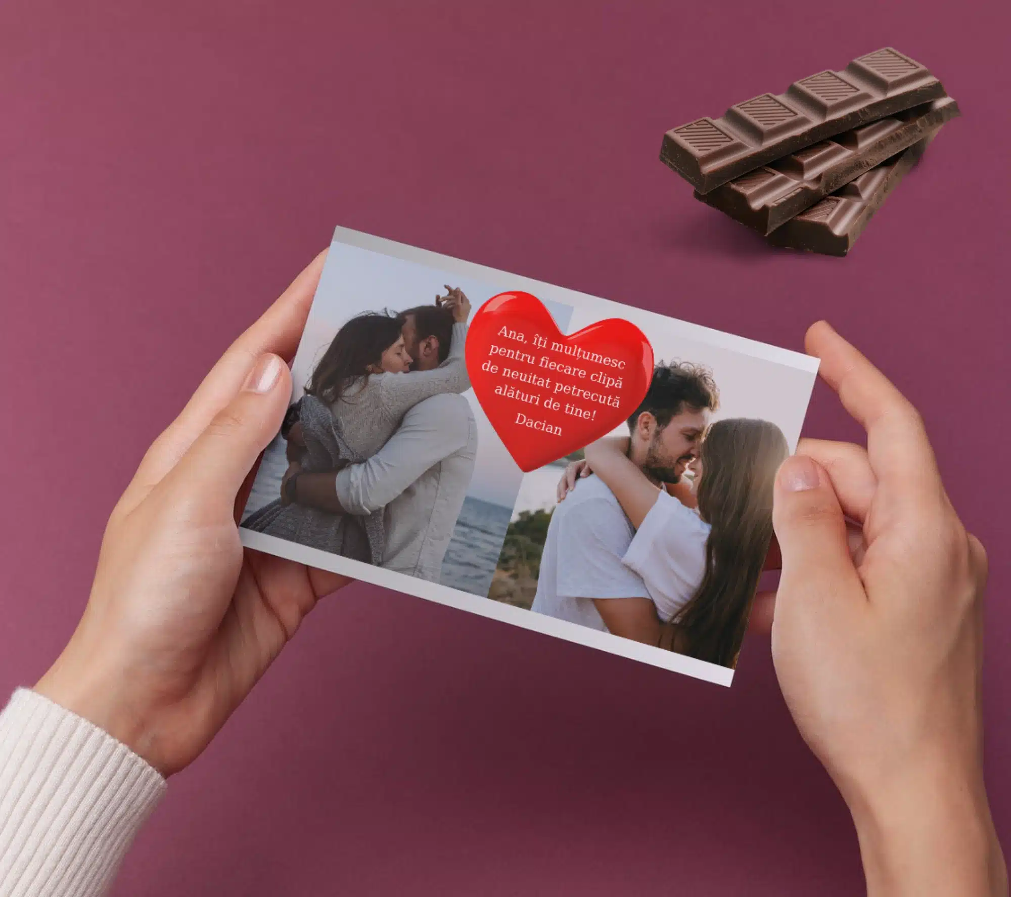 Cadou pentru iubit - Ciocolata personalizata cu text si poza