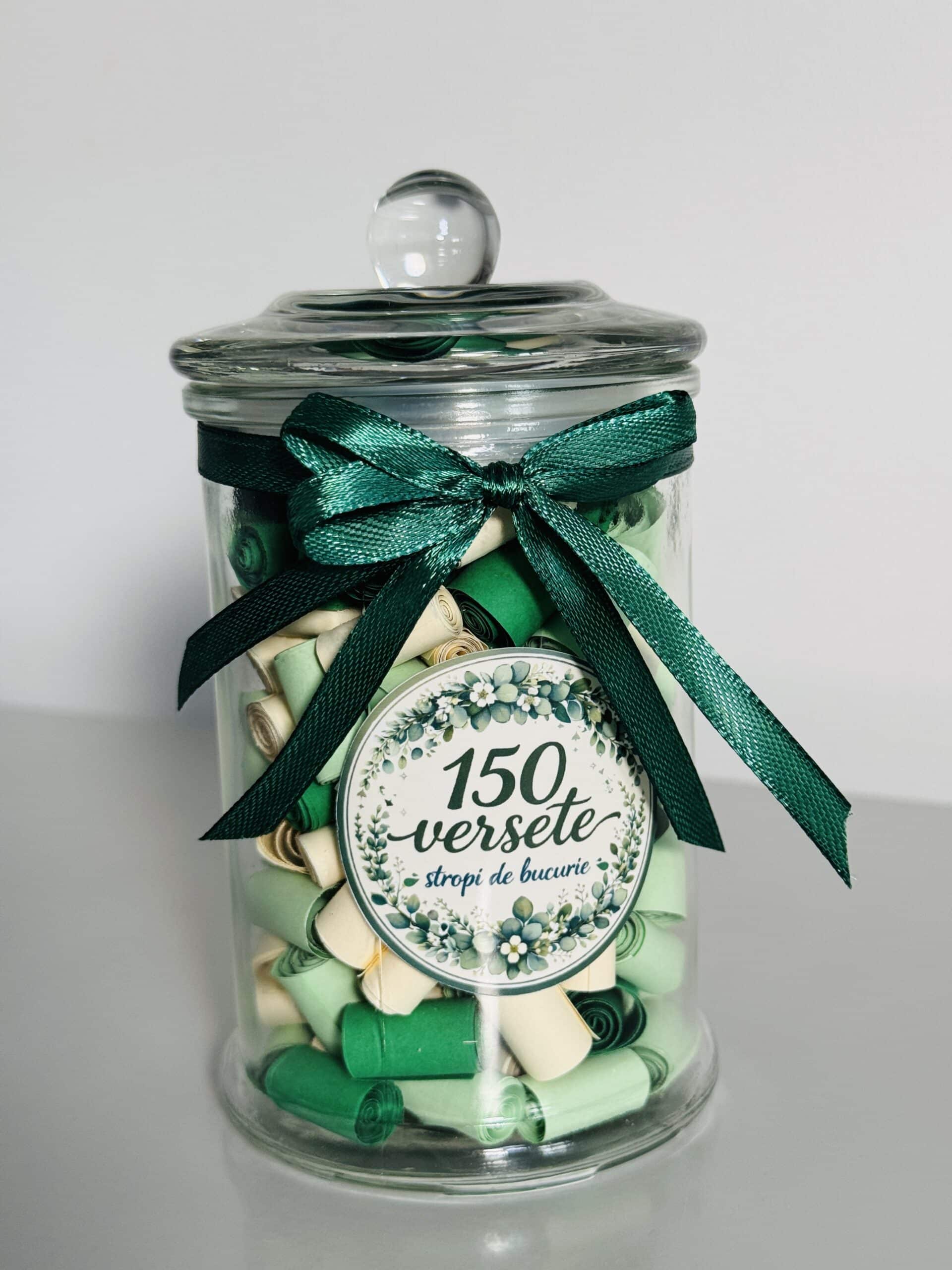 Borcan cu 150 versete biblice, versete biblice de încurajare, verde