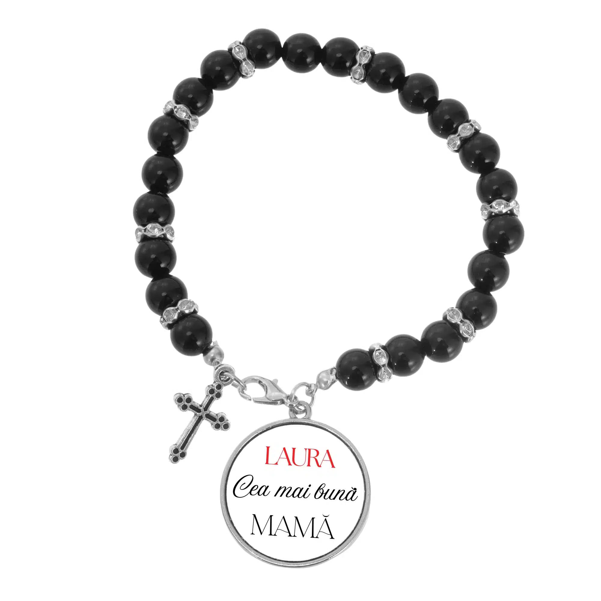 Bratara personalizata - Cadou pentru mama, negru