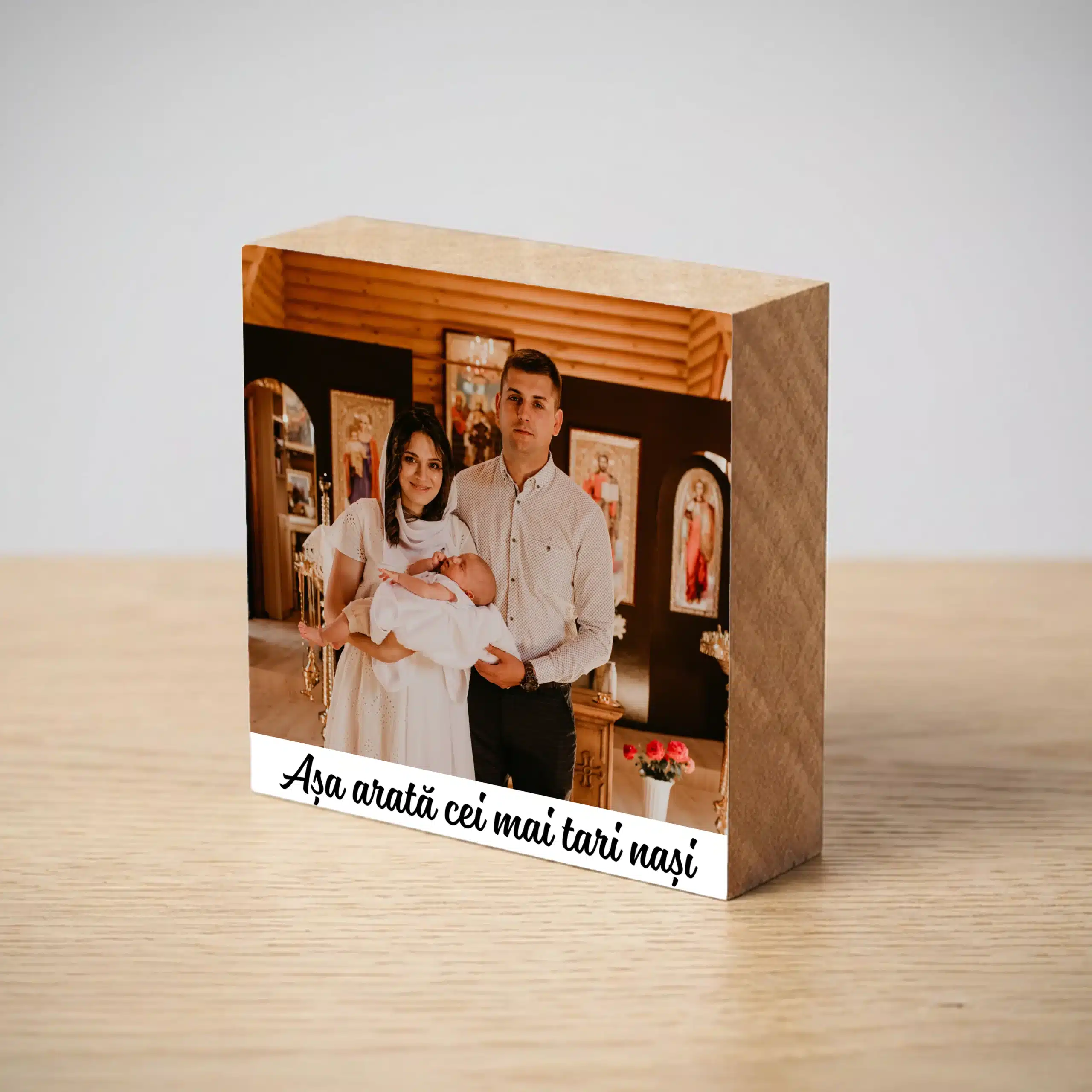 Tablou din lemn, patrat - Cadou personalizat nasi