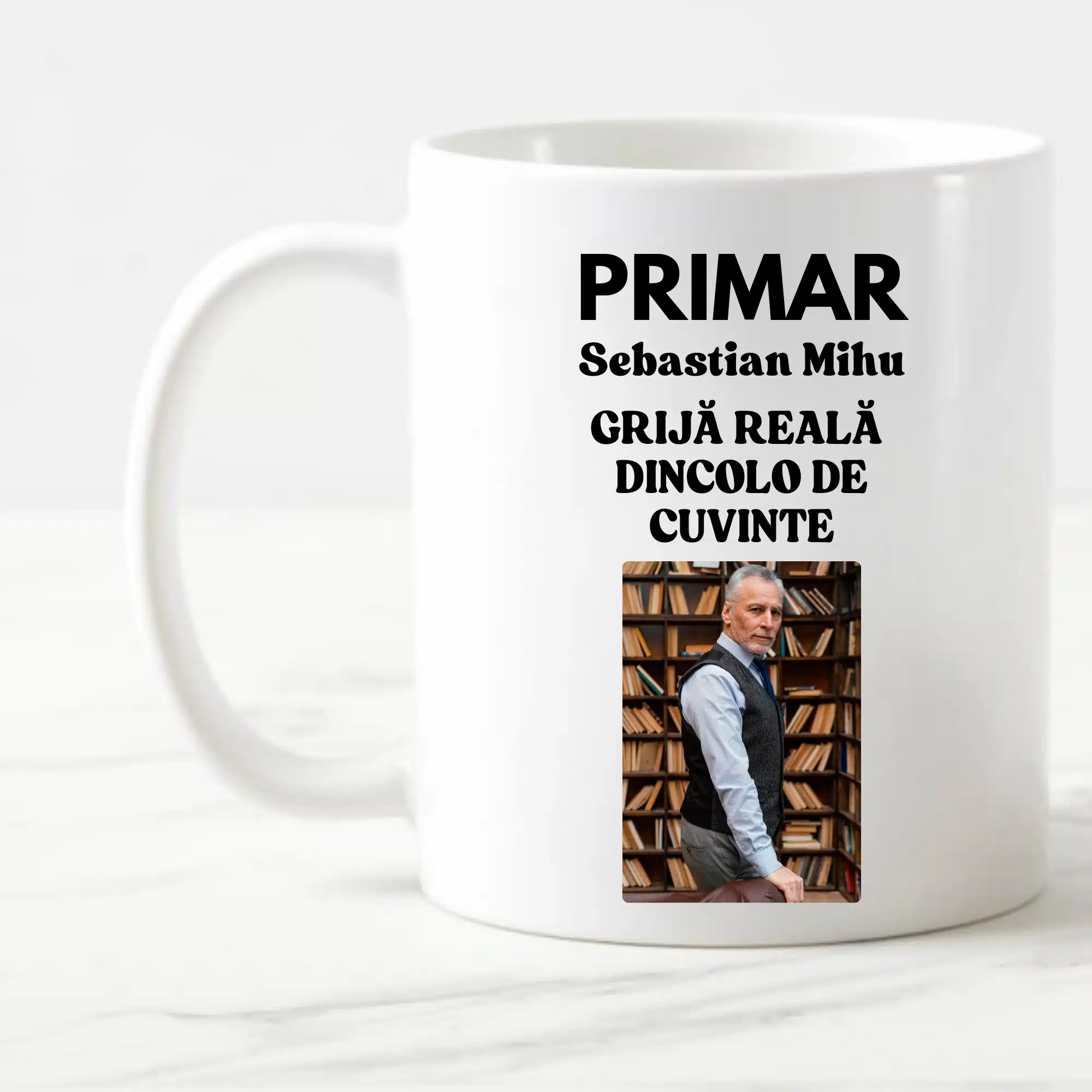 Cadou pentru primar - Cana personalizata, cu poza
