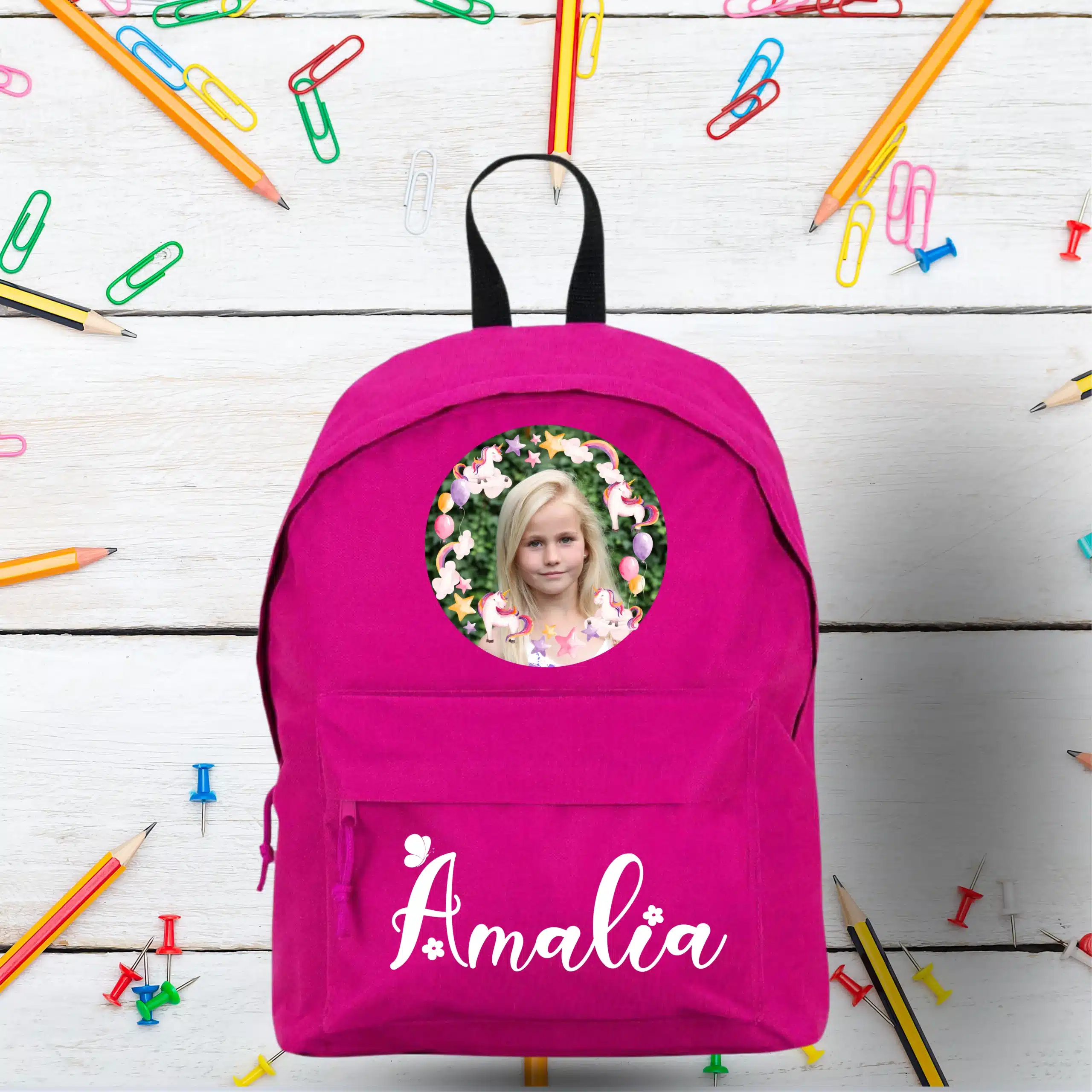 Ghiozdan personalizat scoala, roz - Cadou pentru fata