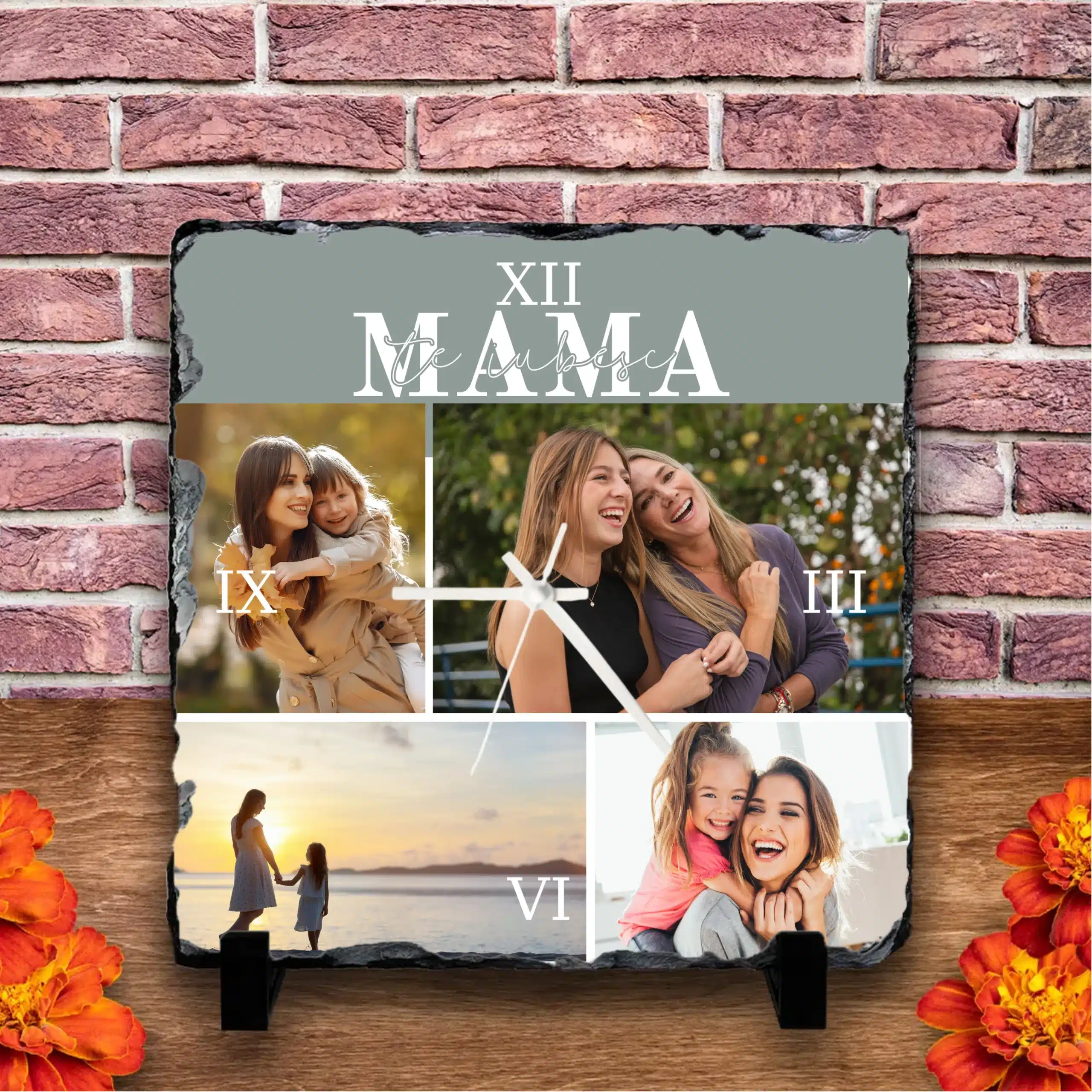 Ardezie personalizata, ceas - Cadou pentru mama