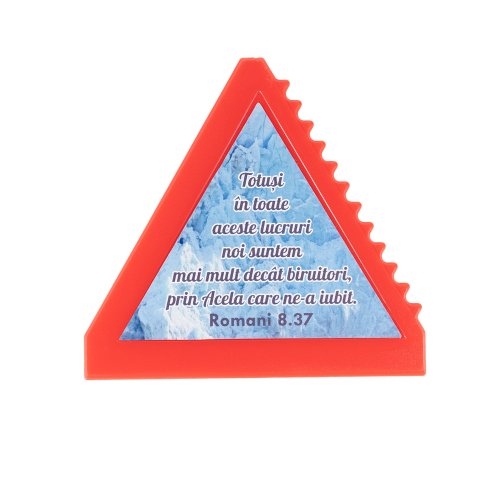 Racleta gheață - roșie " Totuși în toate aceste lucruri..." (Romani 8:37)