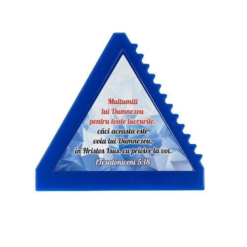 Racleta gheață - albastră "Mulțumiți lui Dumnezeu pentru toate lucrurile..." (1Tesaloniceni 5:18)