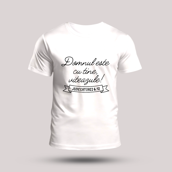 Tricou alb barbati cu verset biblic -Judecatori 6:12