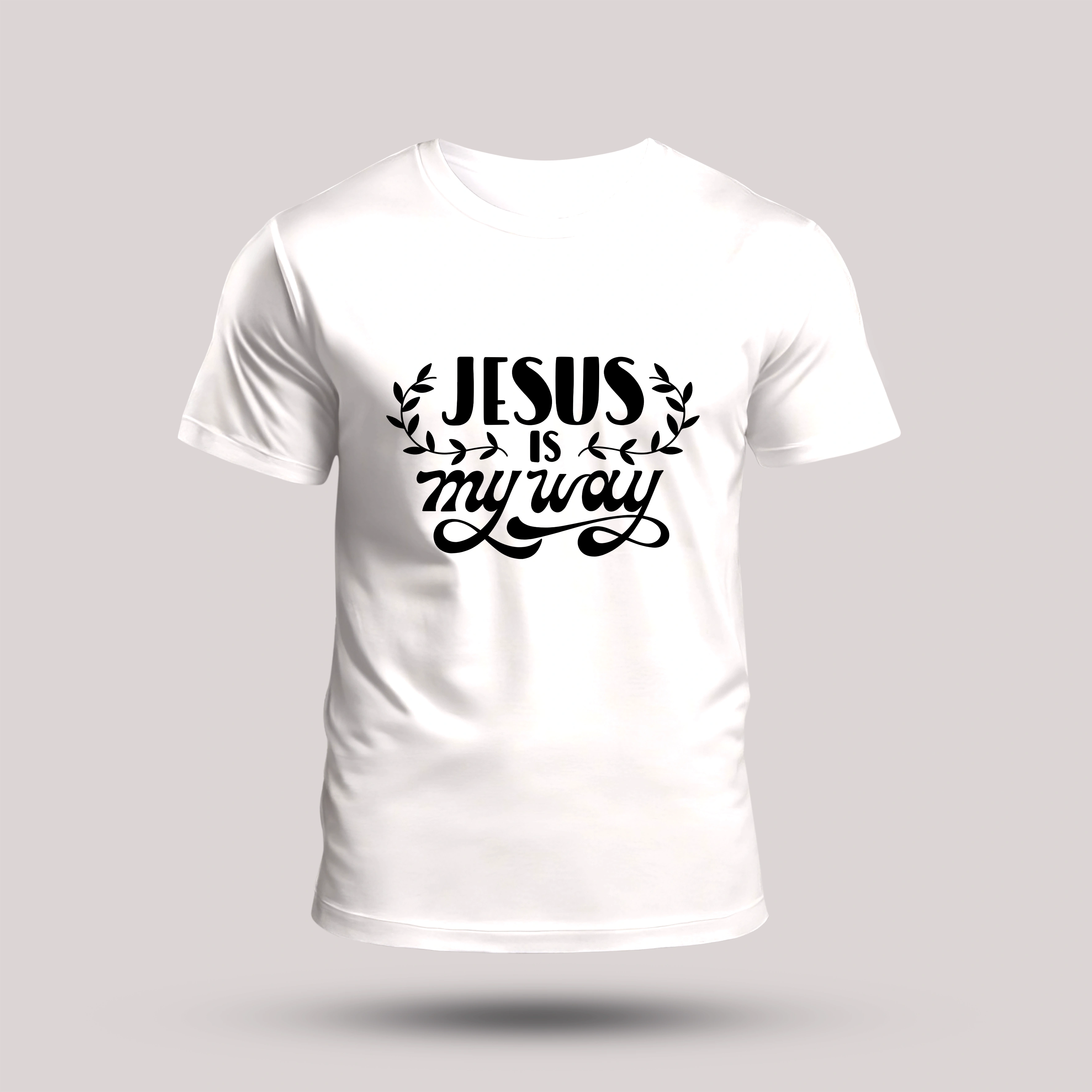 Tricou alb barbati cu mesaj biblic - Jesus is my way