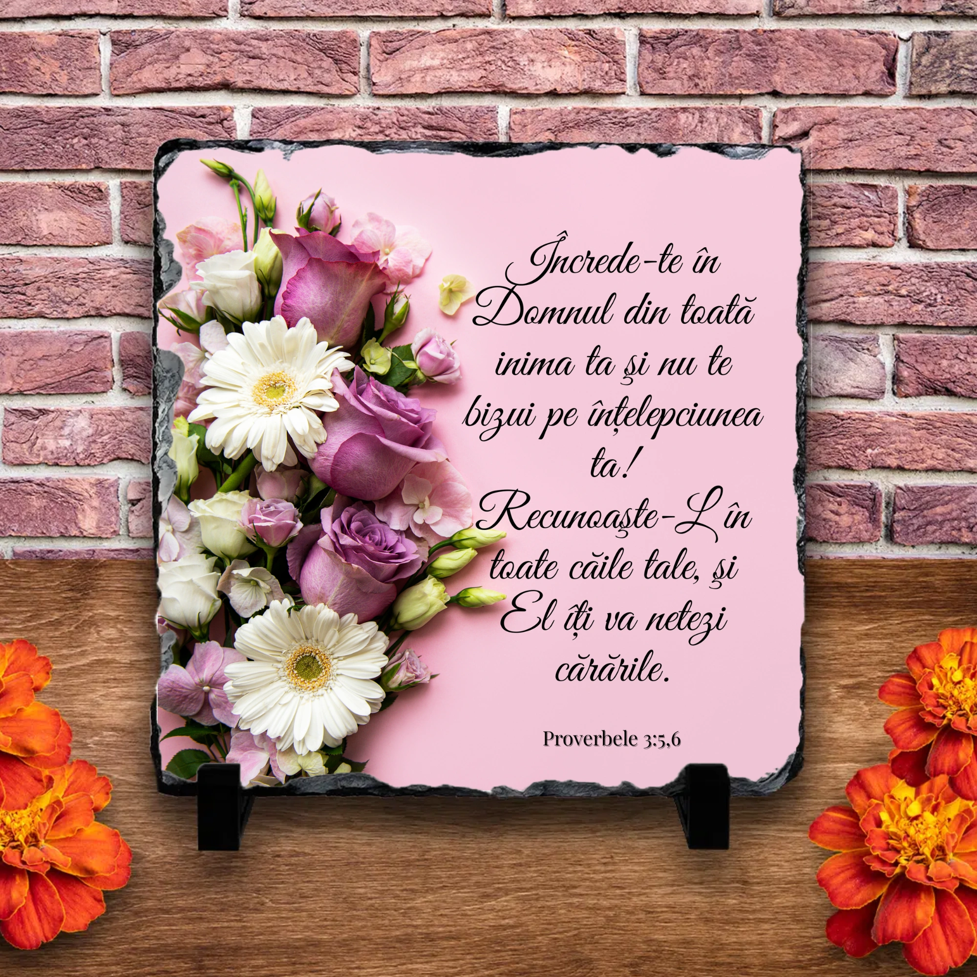 Placă ardezie, verset biblic - Proverbele 3:5-6 Placă ardezie, verset biblic - Proverbele 3:5-6