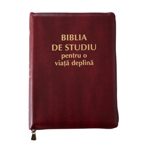 Biblia de studiu pentru o viata deplina - coperta PU visinie cu fermoar