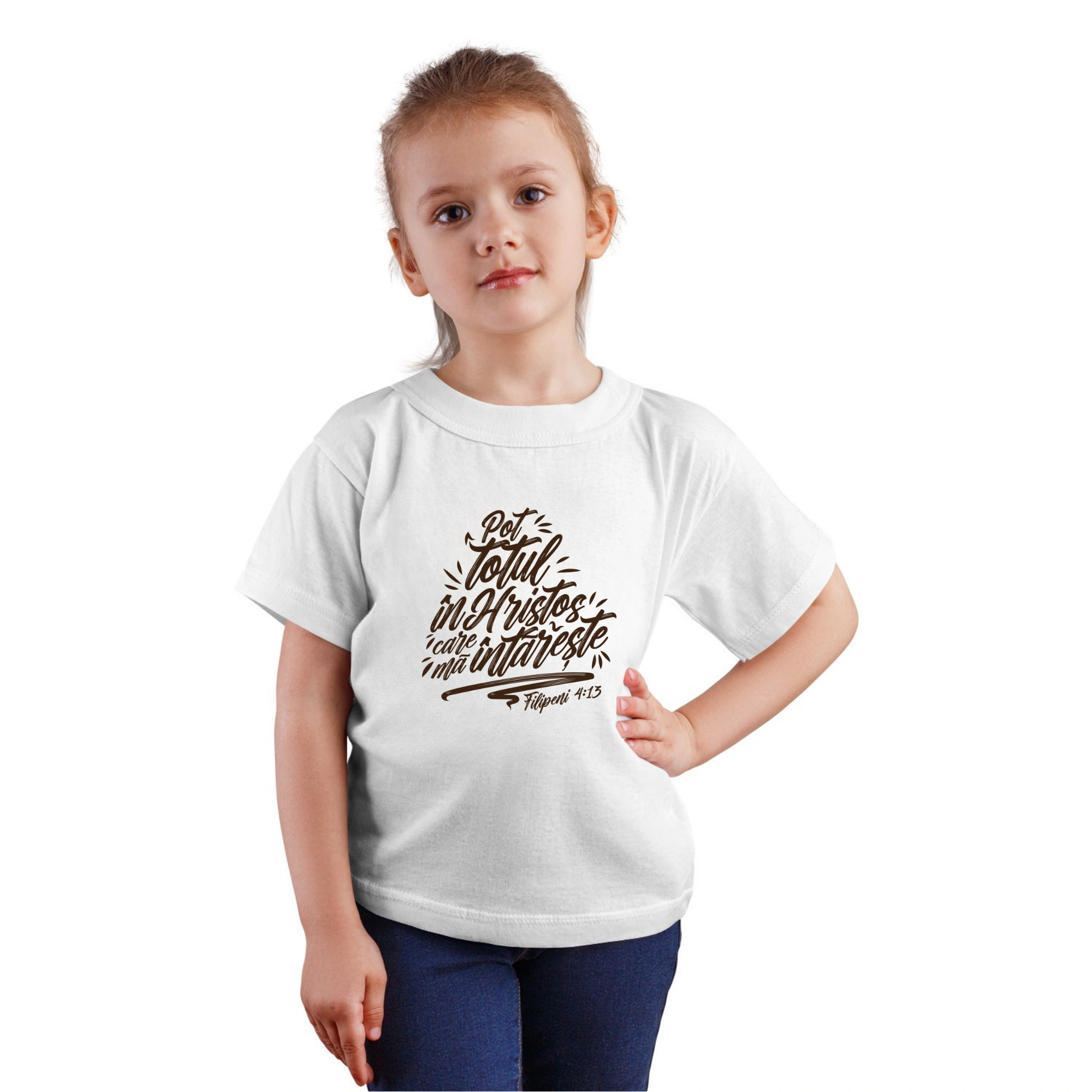Tricou alb fete, verset biblic - Filipeni 4:13
