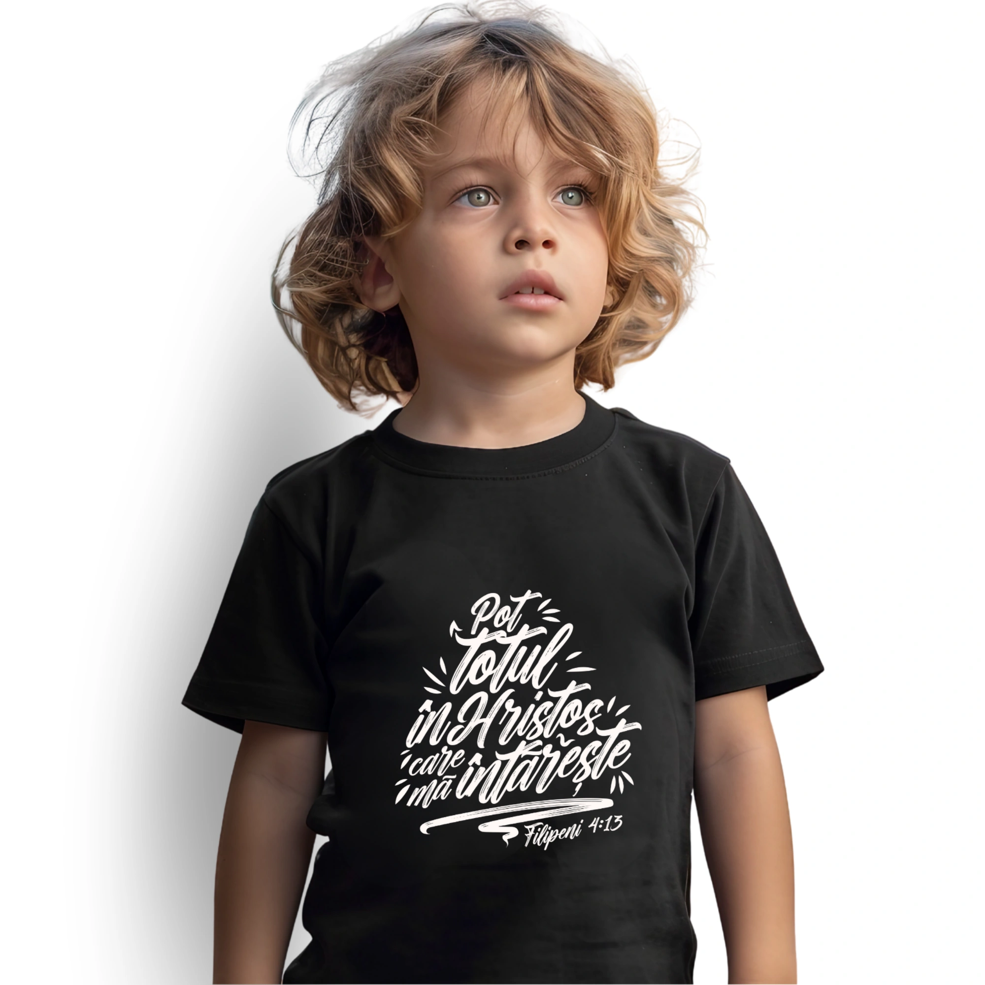 Tricou negru baieti, verset biblic - Filipeni 4:13