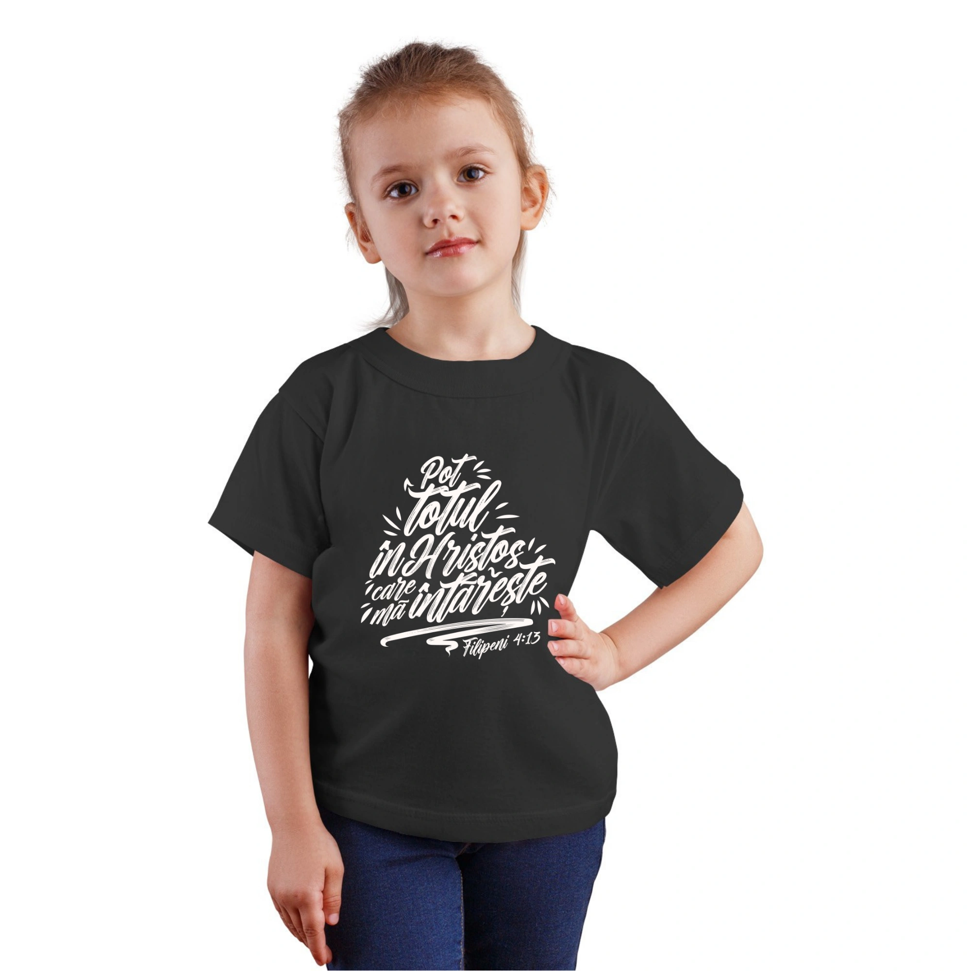Tricou negru fete, verset biblic - Filipeni 4:13