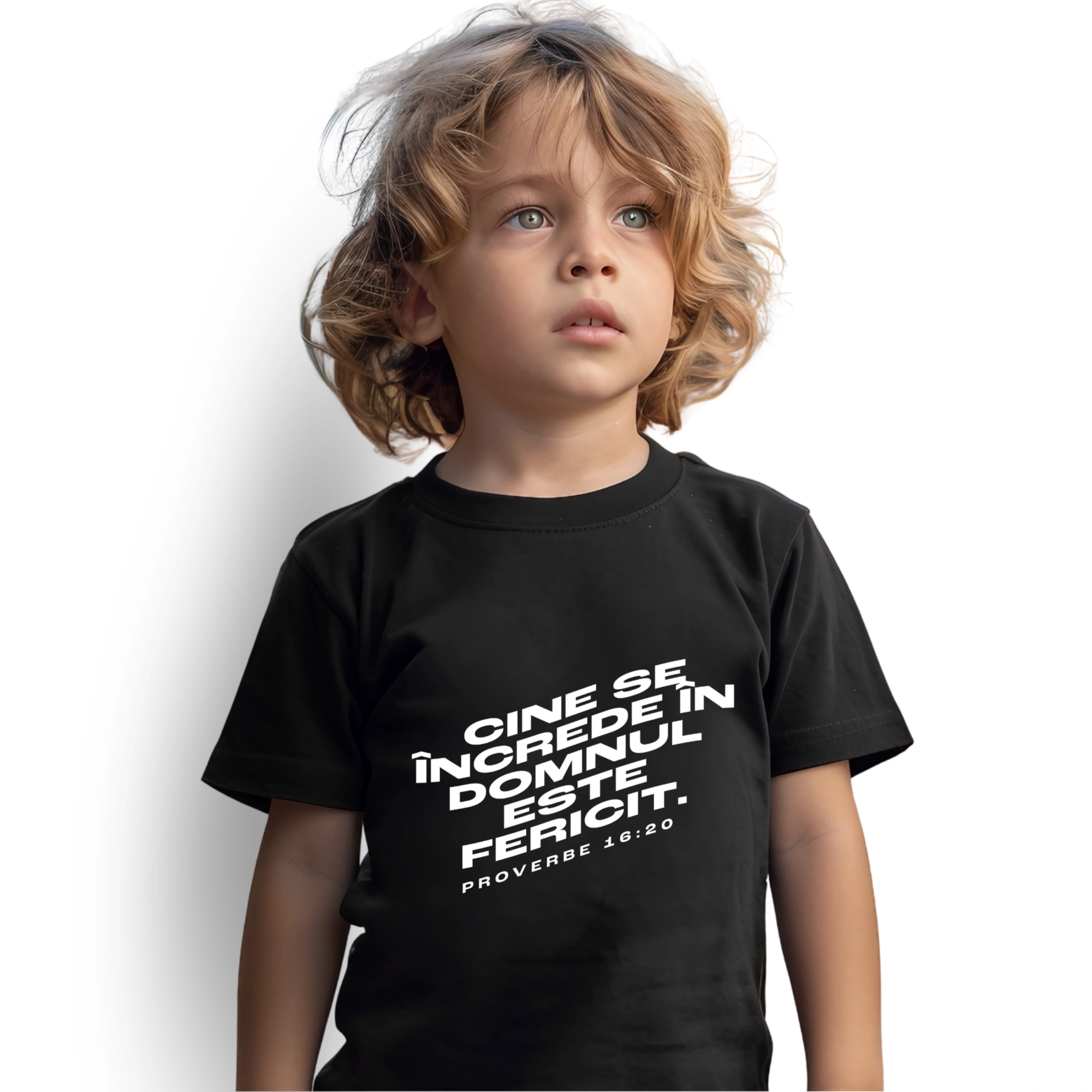 Tricou negru baieti, verset biblic - Proverbe 16:20