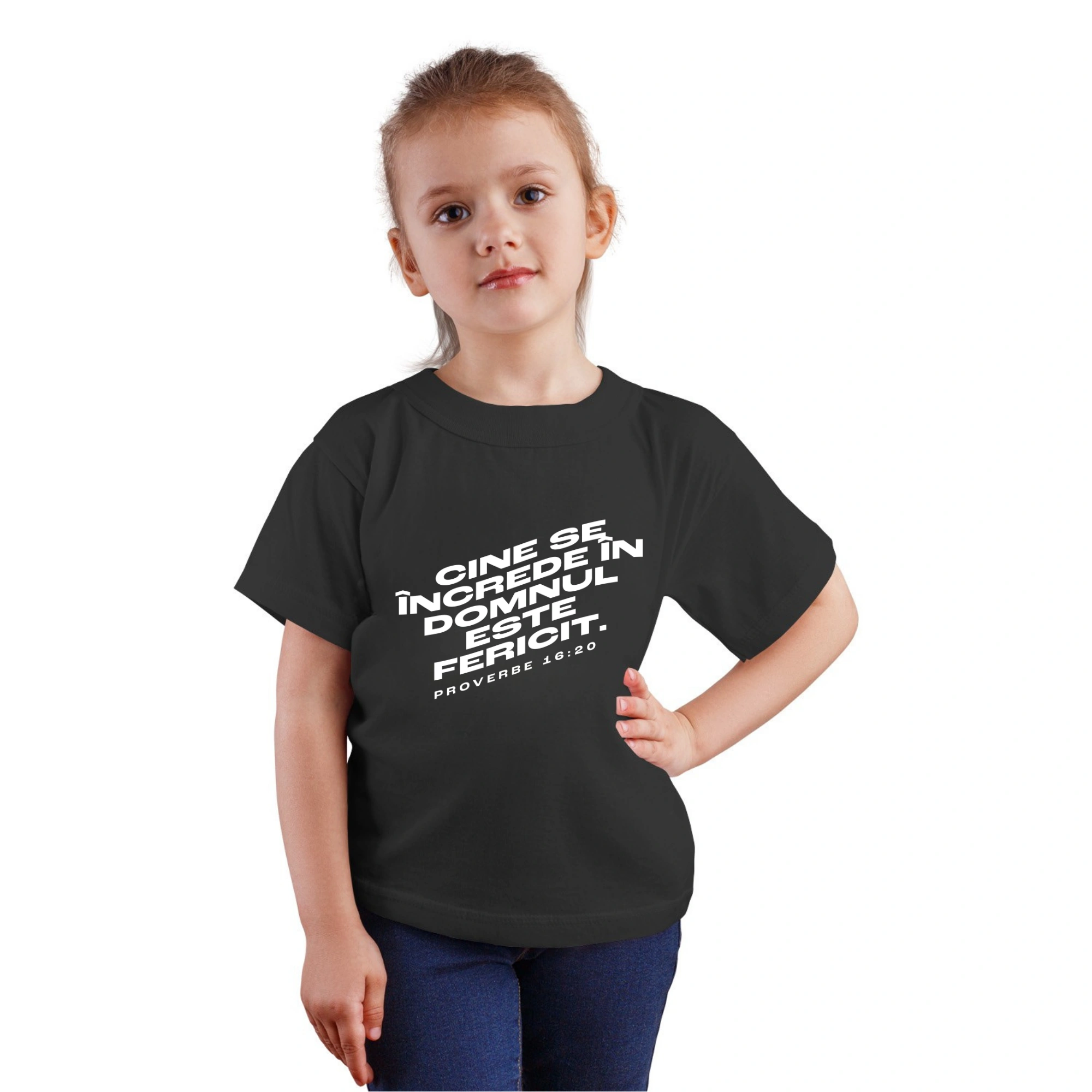 Tricou negru fete, verset biblic - Proverbe 16:20