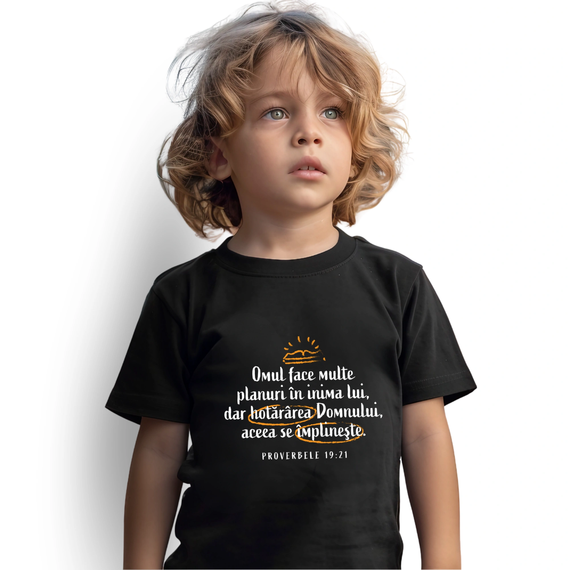 Tricou negru baieti, verset biblic - Proverbele 19:21