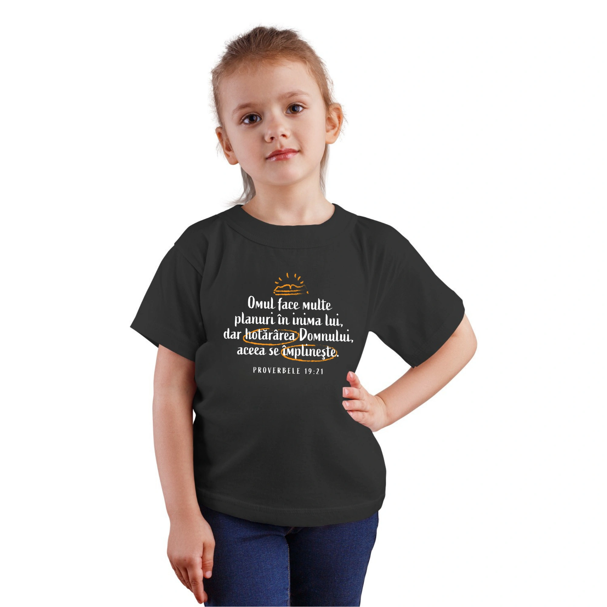 Tricou negru fete, verset biblic - Proverbele 19:21