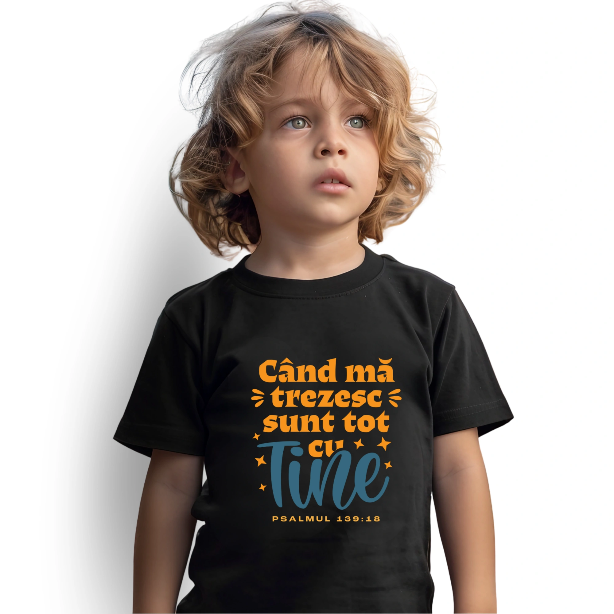 Tricou negru baieti, verset biblic - Psalmul 139:18