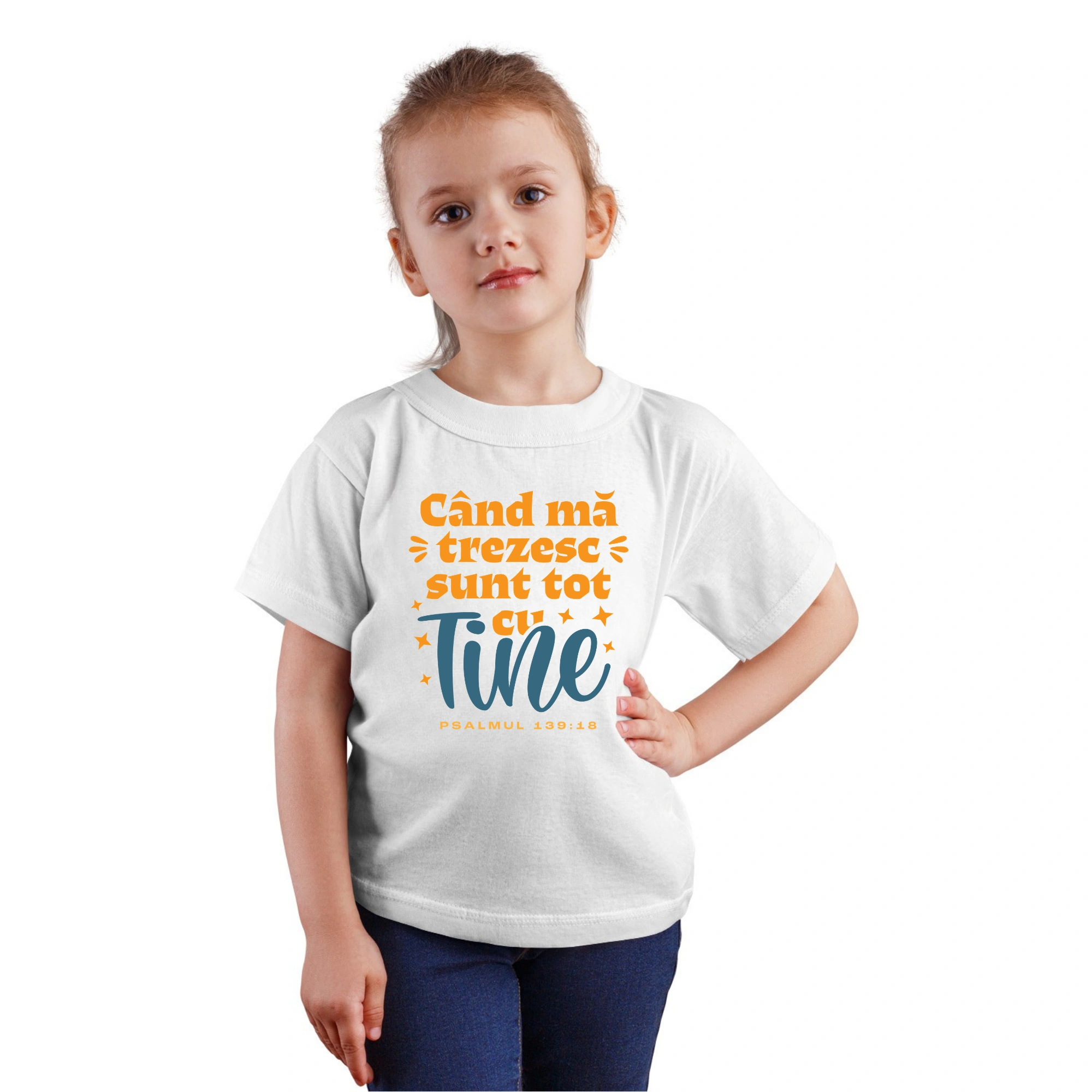 Tricou alb fete, verset biblic - Psalmul 139:18