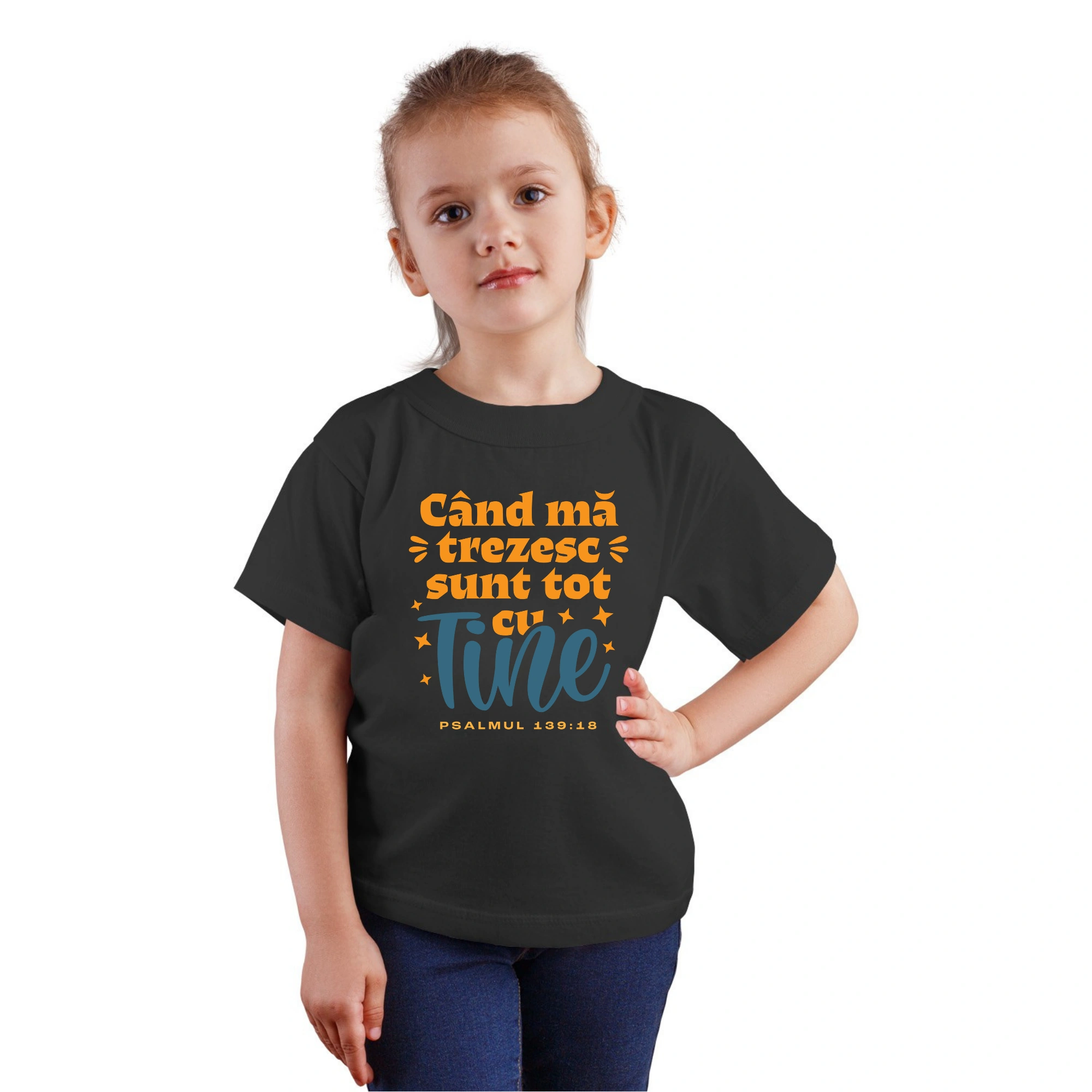 Tricou negru fete, verset biblic - Psalmul 139:18