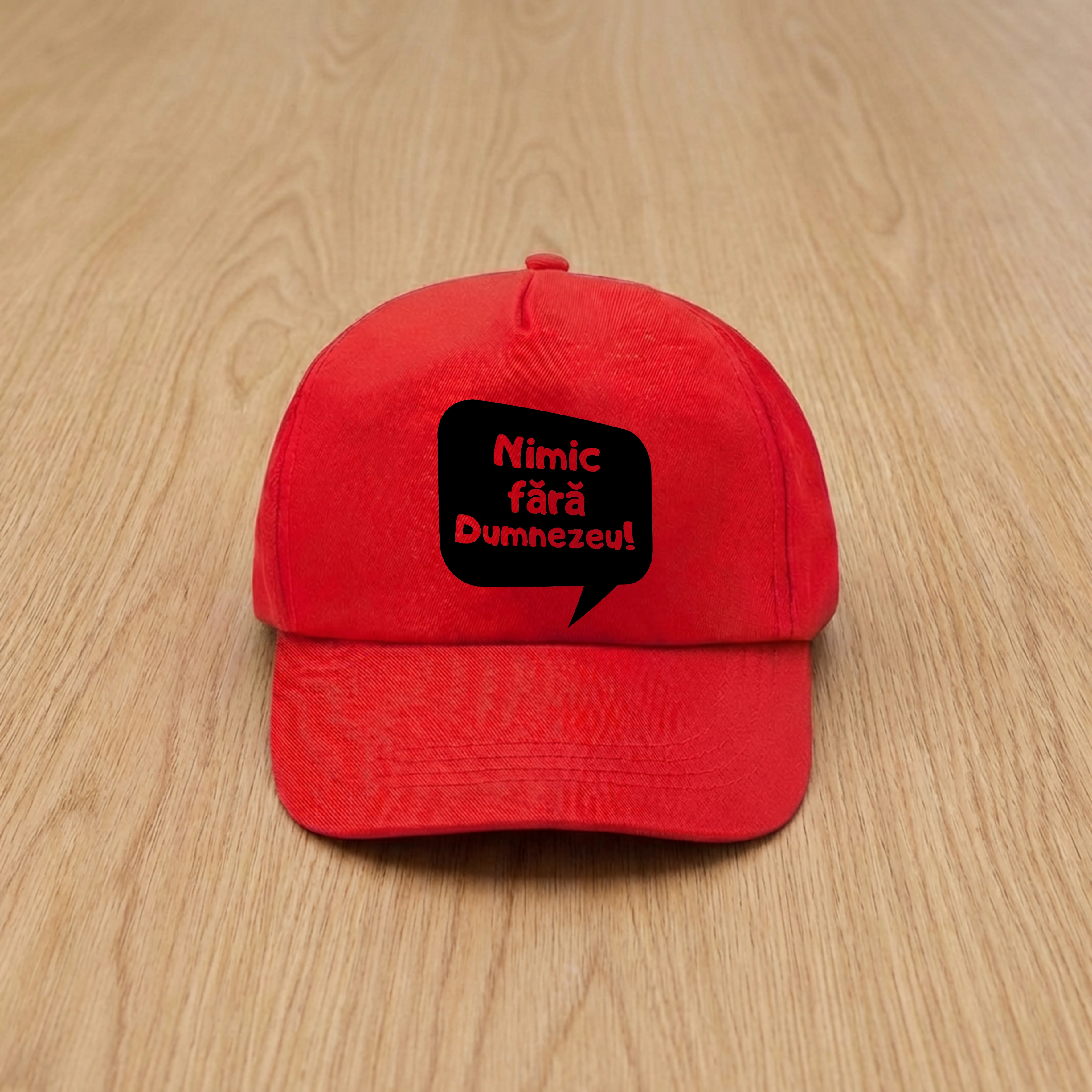 Sapca rosie, mesaj biblic - Nimic fara Dumnezeu!