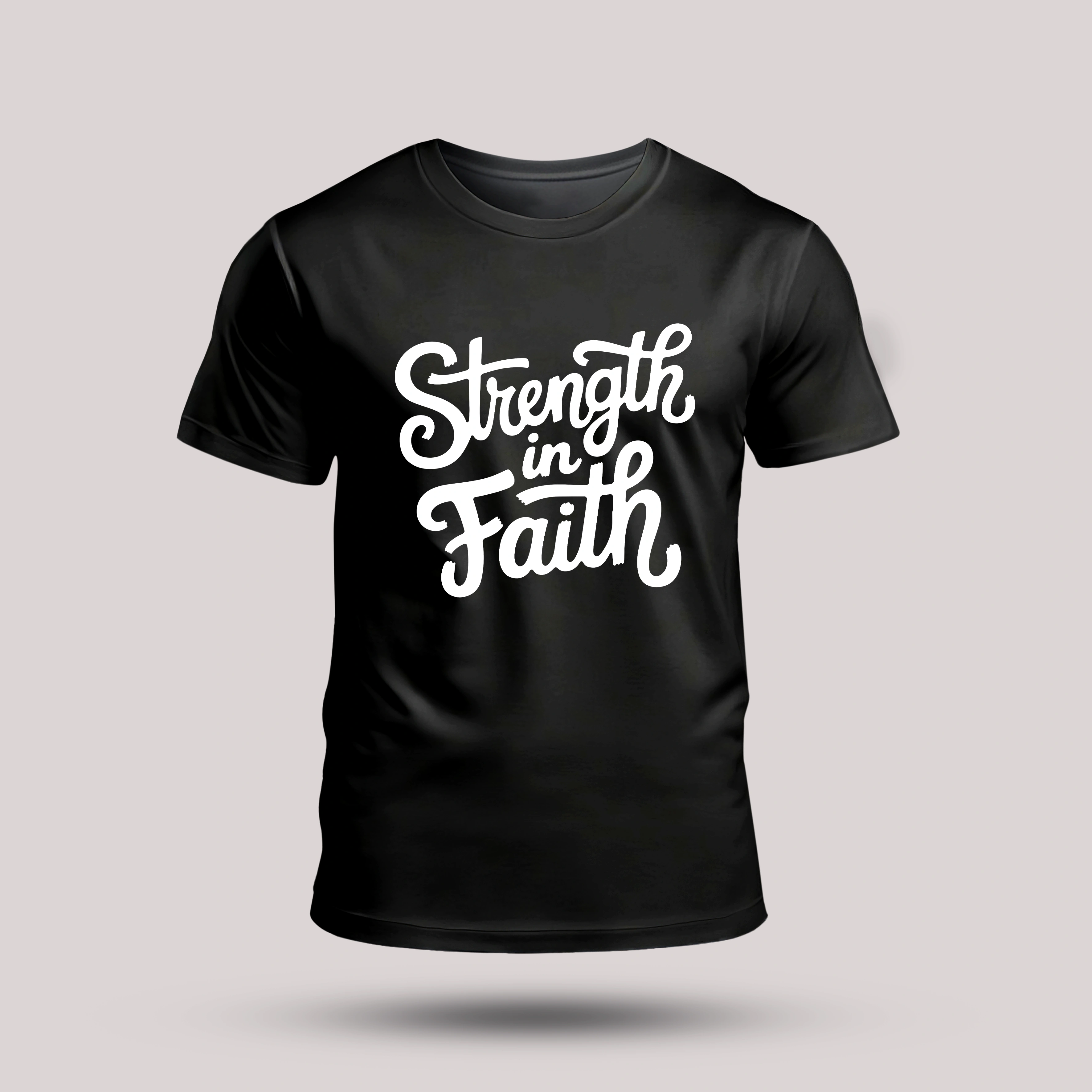Tricou negru barbati cu mesaj biblic- Strength in faith