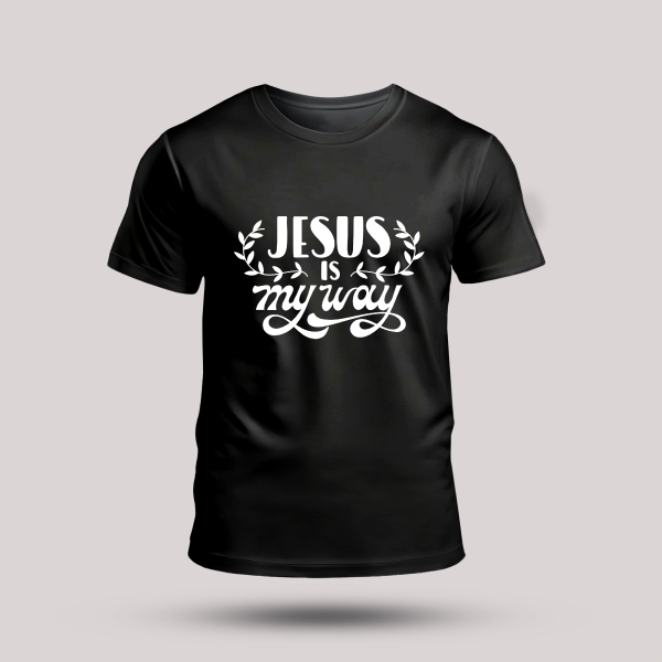 Tricou negru barbati cu mesaj biblic - Jesus is my way