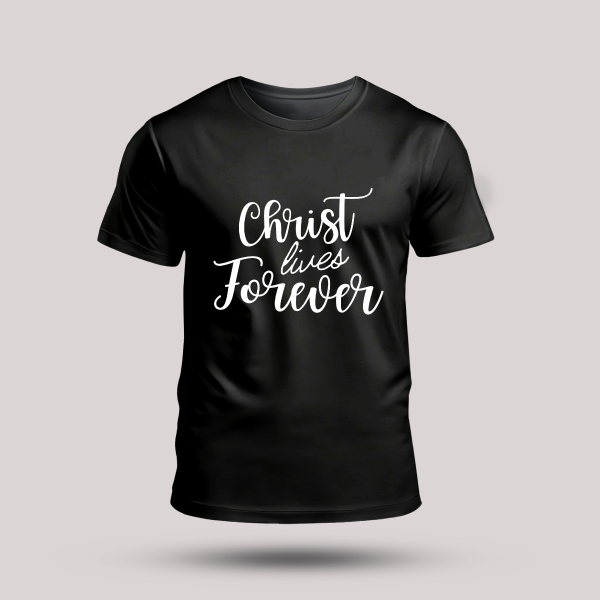 Tricou negru barbati cu mesaj biblic - Christ lives forever