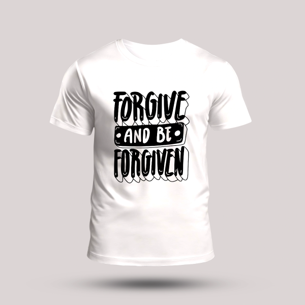 Tricou alb barbati cu mesaj biblic- Forgive