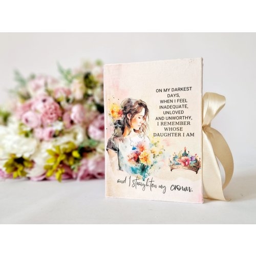 Jurnal cu mesaj creștin, copertă de catifea, margini argintii, cu panglică - On my darkest days....