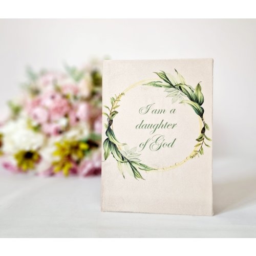 Jurnal cu mesaj creștin, copertă de catifea, margini argintii - I am a daughter of God