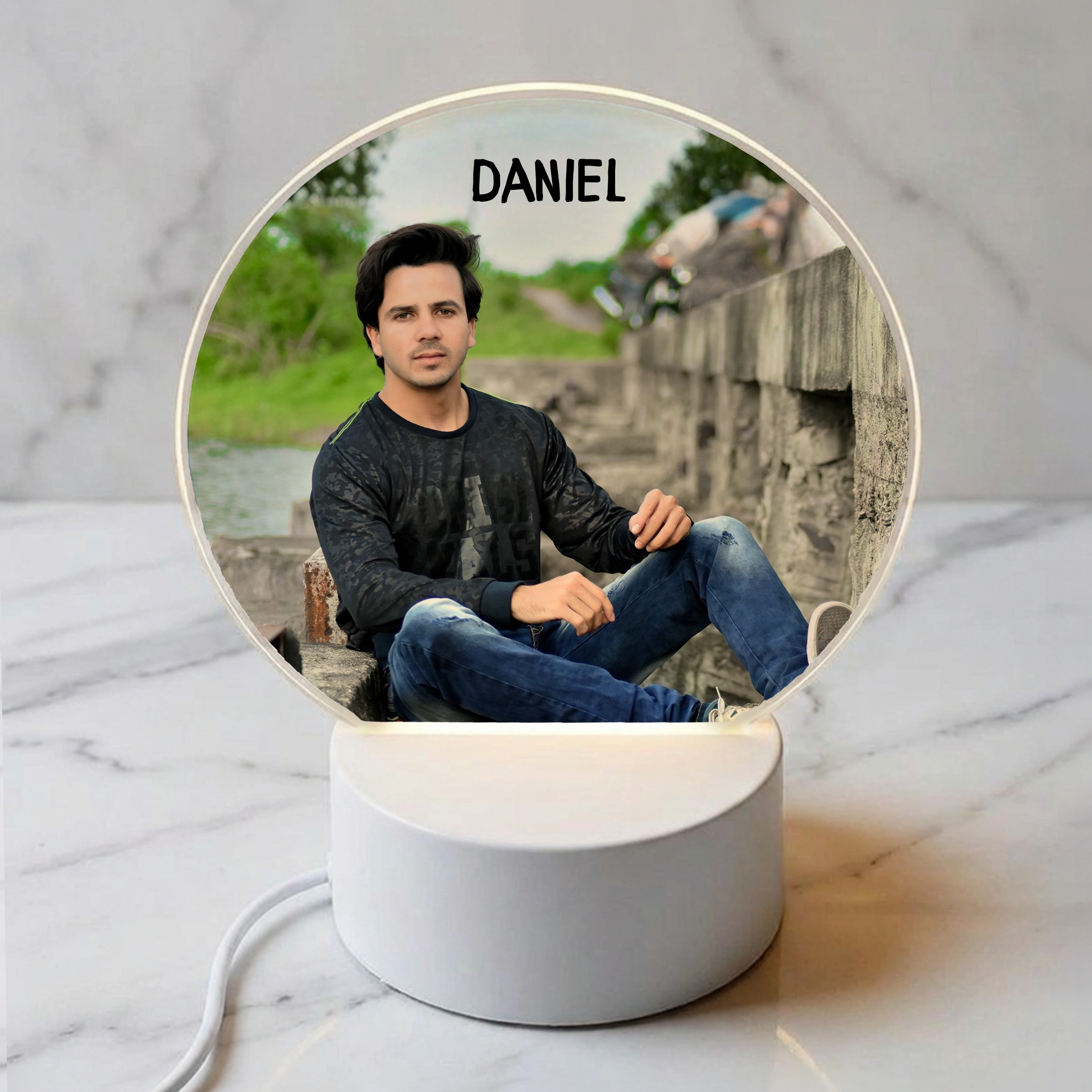 Lampa led personalizata cu poza si nume - cadou pentru barbati