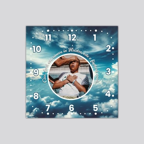 Ceas personalizat cu verset biblic și poză - Botez