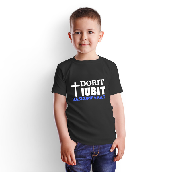 Tricou negru personalizat baieti, mesaj biblic- Dorit