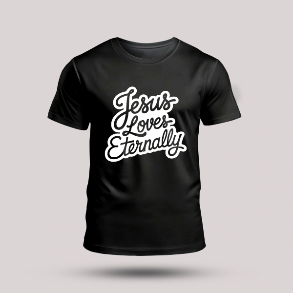 Tricou negru barbati cu mesaj biblic- Jesus loves eternally