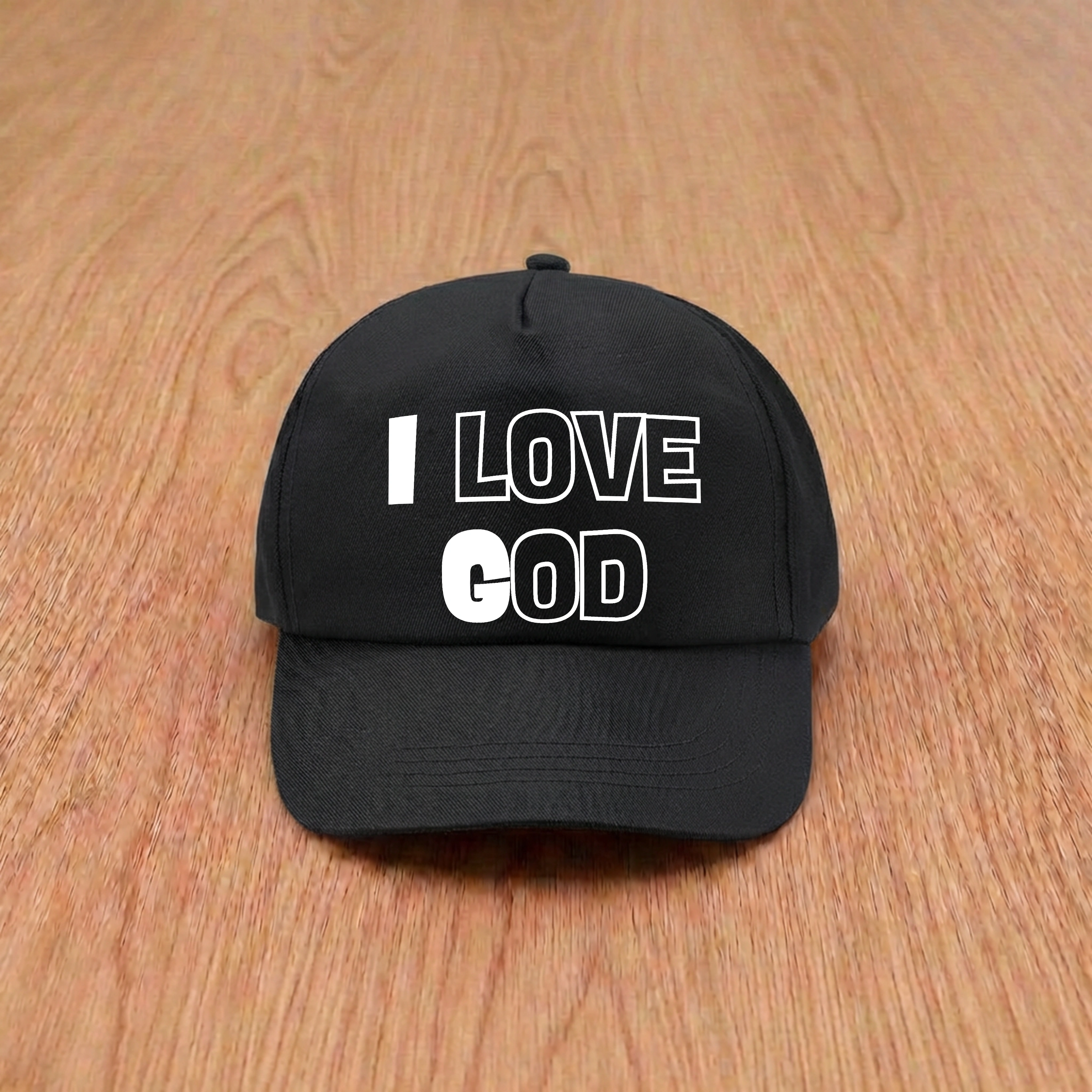 Sapca neagra, mesaj in engleza - I love God