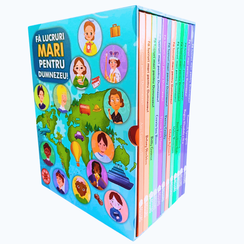 Fă lucruri mari pentru Dumnezeu - set 12 biografii ilustrate pentru copii + CUTIE CADOU