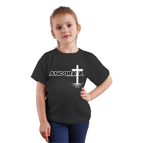 Tricou negru personalizat fete, mesaj biblic- Ancorată